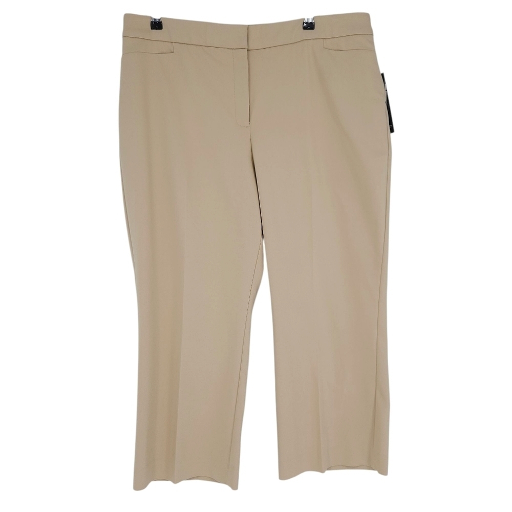 Investments Straight Ankle Dress Pants Cream High Rise Tummy Control Business 18